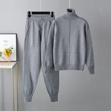 Load image into Gallery viewer, 2 PC Knitted Turtleneck Sweater + Jogging Pants Set
