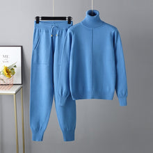 Load image into Gallery viewer, 2 PC Knitted Turtleneck Sweater + Jogging Pants Set
