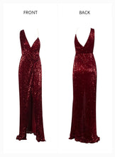 Load image into Gallery viewer, Deep V-Neck Sequin Maxi Dress
