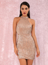 Load image into Gallery viewer, Halter Sequin Mini Party Dress
