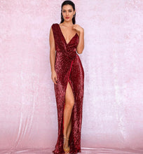 Load image into Gallery viewer, Deep V-Neck Sequin Maxi Dress
