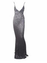 Load image into Gallery viewer, Deep V Elastic Sequin Exposed Back Gown
