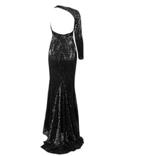 Load image into Gallery viewer, Black Sequin Single Sleeve Gown
