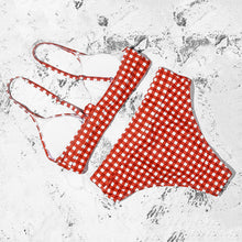 Load image into Gallery viewer, Bow Checkered High Waist Bikini

