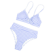 Load image into Gallery viewer, Bow Checkered High Waist Bikini

