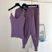 Load image into Gallery viewer, Women&#39;s Knitted Cardigan Tank + Pant Set
