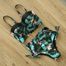 Load image into Gallery viewer, Floral High Waist Push Up Bandage Bikini
