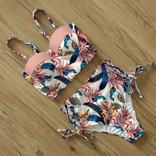 Load image into Gallery viewer, Floral High Waist Push Up Bandage Bikini
