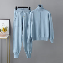 Load image into Gallery viewer, 2 PC Knitted Turtleneck Sweater + Jogging Pants Set
