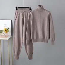 Load image into Gallery viewer, 2 PC Knitted Turtleneck Sweater + Jogging Pants Set
