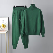 Load image into Gallery viewer, 2 PC Knitted Turtleneck Sweater + Jogging Pants Set
