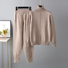 Load image into Gallery viewer, 2 PC Knitted Turtleneck Sweater + Jogging Pants Set
