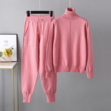 Load image into Gallery viewer, 2 PC Knitted Turtleneck Sweater + Jogging Pants Set
