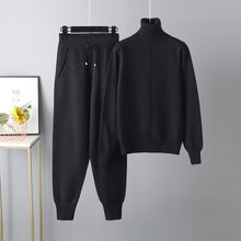 Load image into Gallery viewer, 2 PC Knitted Turtleneck Sweater + Jogging Pants Set
