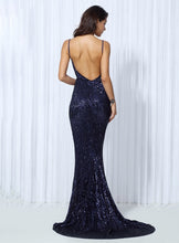 Load image into Gallery viewer, Deep V Elastic Sequin Exposed Back Gown
