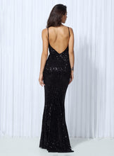 Load image into Gallery viewer, Deep V Elastic Sequin Exposed Back Gown
