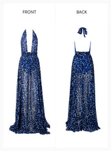 Load image into Gallery viewer, Blue Leopard Chiffon Maxi Dress
