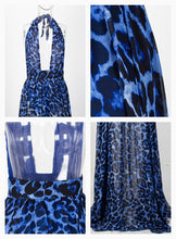 Load image into Gallery viewer, Blue Leopard Chiffon Maxi Dress
