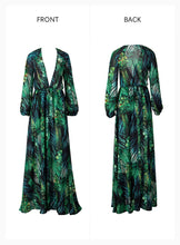 Load image into Gallery viewer, Green Leaf Deep V-Neck Chiffon Playsuit
