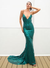 Load image into Gallery viewer, Deep V Neck Open Back Sequin Gown
