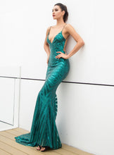 Load image into Gallery viewer, Deep V Neck Open Back Sequin Gown
