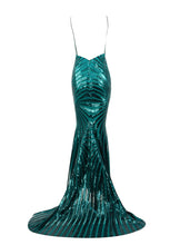 Load image into Gallery viewer, Deep V Neck Open Back Sequin Gown
