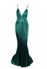 Load image into Gallery viewer, Deep V Elastic Sequin Exposed Back Gown
