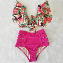 Load image into Gallery viewer, Ruffle Floral High Waist Bikini
