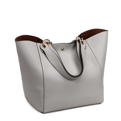 Large Bucket PU Tote Handbag