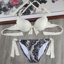 Load image into Gallery viewer, Solid Strappy Bandage Push Up Bandeau Brazilian Bikini
