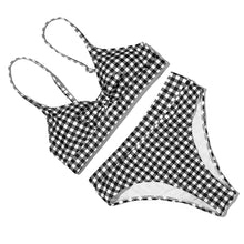 Load image into Gallery viewer, Bow Checkered High Waist Bikini
