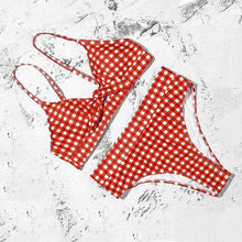 Load image into Gallery viewer, Bow Checkered High Waist Bikini
