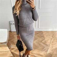 Load image into Gallery viewer, Knit Solid Turtleneck+Slim Skirt Set
