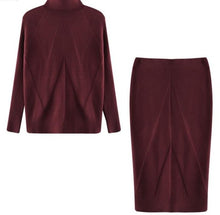 Load image into Gallery viewer, Knit Solid Turtleneck+Slim Skirt Set
