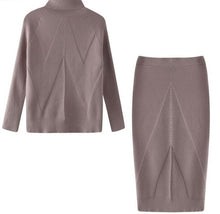 Load image into Gallery viewer, Knit Solid Turtleneck+Slim Skirt Set
