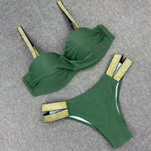 Load image into Gallery viewer, Sexy Bandeau Push Up Solid Color Bikini
