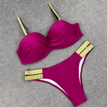 Load image into Gallery viewer, Sexy Bandeau Push Up Solid Color Bikini
