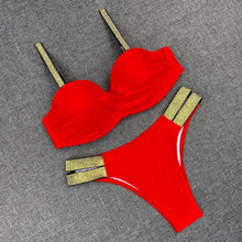 Load image into Gallery viewer, Sexy Bandeau Push Up Solid Color Bikini
