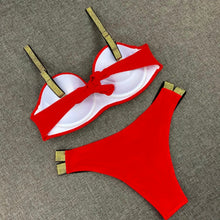 Load image into Gallery viewer, Sexy Bandeau Push Up Solid Color Bikini
