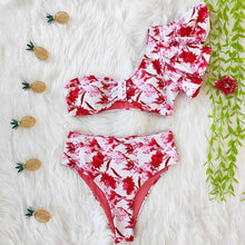 Load image into Gallery viewer, Ruffle High Waist Push Up Sexy Floral Bikini
