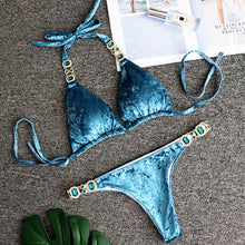 Load image into Gallery viewer, Rhinestone Crystal Diamond Bikini
