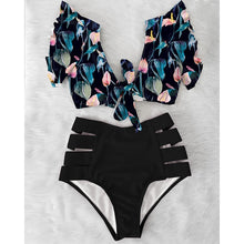 Load image into Gallery viewer, Ruffle Floral High Waist Bikini
