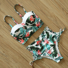 Load image into Gallery viewer, Floral High Waist Push Up Bandage Bikini
