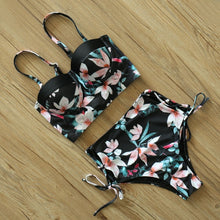 Load image into Gallery viewer, Floral High Waist Push Up Bandage Bikini
