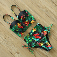 Load image into Gallery viewer, Floral High Waist Push Up Bandage Bikini
