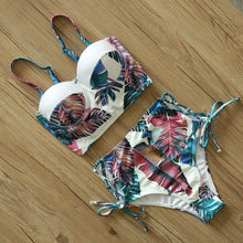 Load image into Gallery viewer, Floral High Waist Push Up Bandage Bikini
