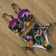 Load image into Gallery viewer, Floral High Waist Push Up Bandage Bikini
